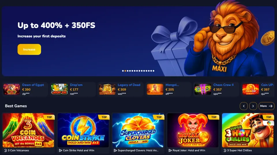 Maxispin homepage